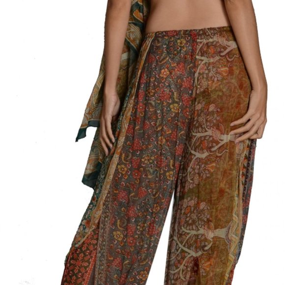 Paul Ropp Chiffon Digital Print Layer Pants M - Picture 3 of 3